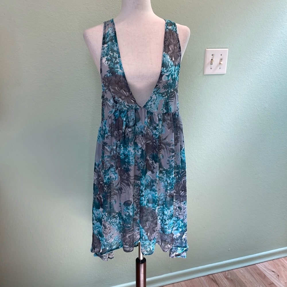 Deep V sheer coverup dress
